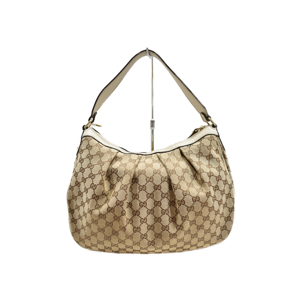 Gucci Leather Shoulder Canvas Hobo Tan Beige Sukey One Bag